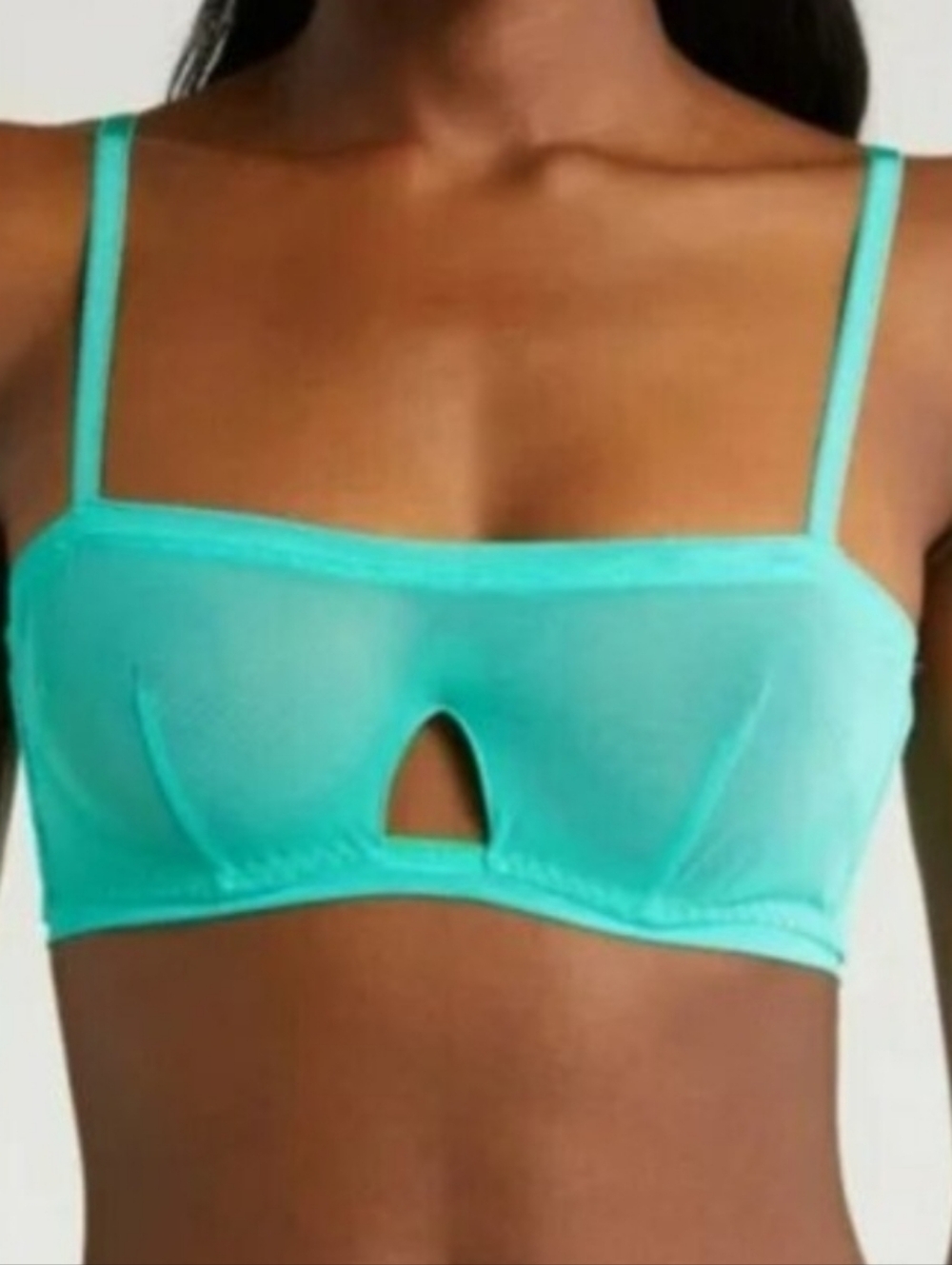 NWT FREE PEOPLE We Are HAH Intimates Teal Wired Mesh Bra Adjustable Back 30-38DD